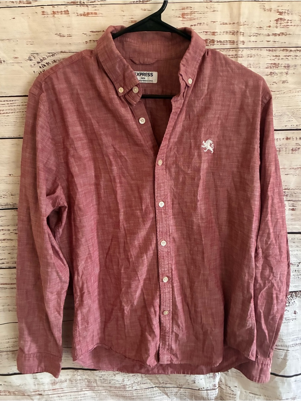 Express Men’s Red Button-Down Shirt Medium